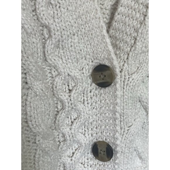 Aerie White Chunky Cardigan Sweater Women’s Sz M Oversized Fisherman Casual - Picture 2 of 8